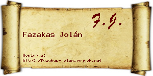 Fazakas Jolán névjegykártya