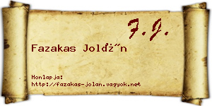 Fazakas Jolán névjegykártya